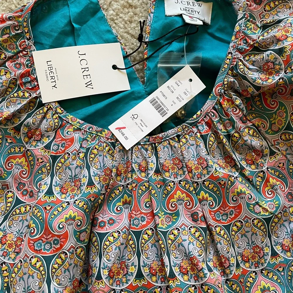 NWT J.Crew Side-cutout cotton dress in Liberty Giorgia Duke print size 4
